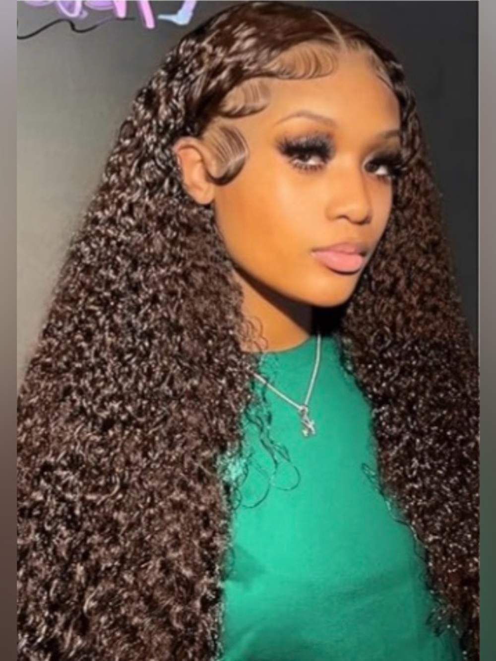 22” Chocolate Brown Deep Wave Curly Lace Front Human Hair Wig 200% Density #226